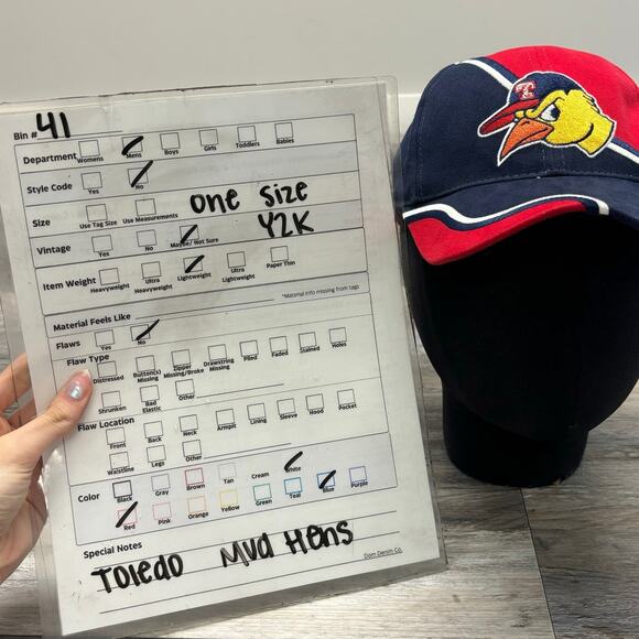 Vintage Y2K Annco MiLB Toledo Mud Hens‎ Blue Red OSFA Strapback Hat Baseball Cap - Picture 9 of 9